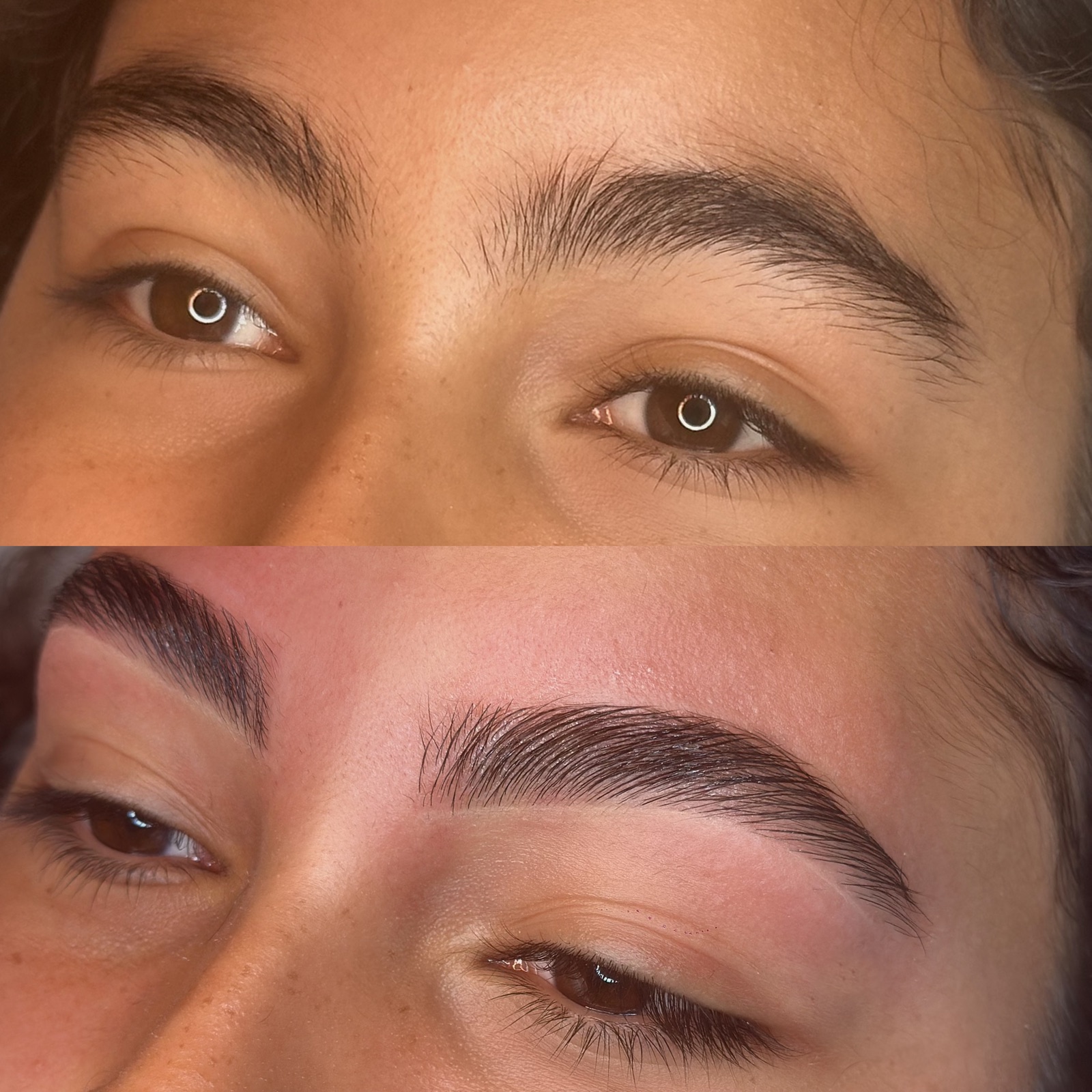 Two professionally shaped eyebrow results